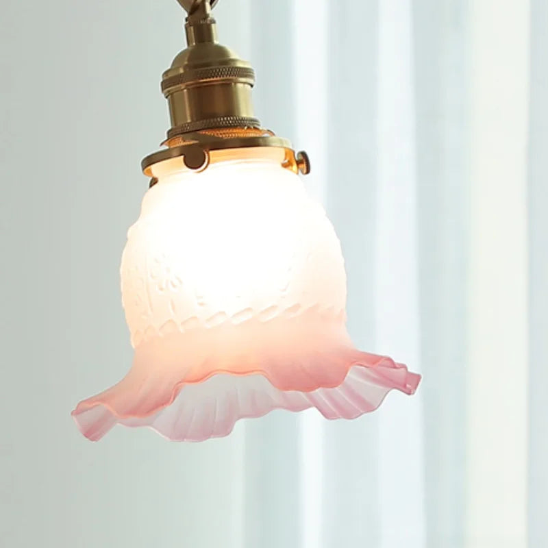 Pink Glass Wall Sconce with Rotatable Arms - LED Stair Light Fixtures