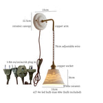 Afralia™ Adjustable LED Wall Sconce Lamp Stripe Ceramic Copper Mirror Bedside