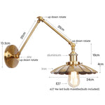 Afralia™ Gold LED Industrial Wall Lamp with Pull Chain Switch