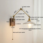 Ceramic Copper Swing Arm LED Wall Lights for Home Decor