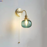 Green Class Ball LED Wall Light with Copper Socket for Bedroom Living Dining Room