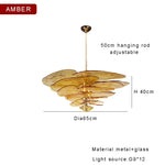 Amber Glass Ceiling Chandelier for Elegant Living Room Decor.