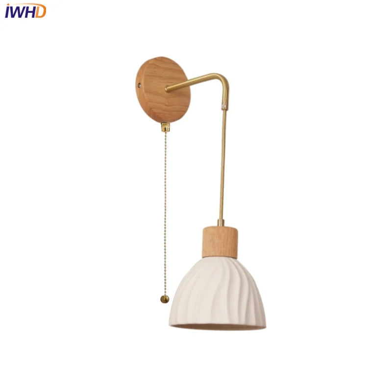 Nordic LED Wall Sconce Wood Base Modern Vanity Light
