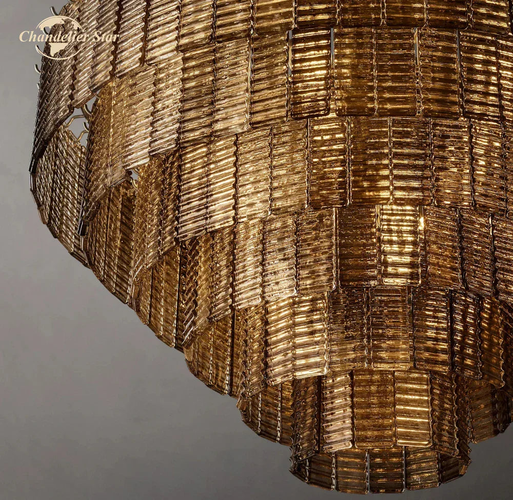 Sirene Smoke Glass Chandelier: Modern Round Hanging Lights for Living Room & Dining Room