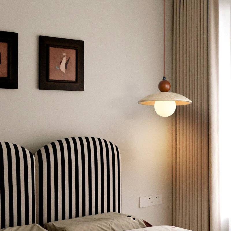 Yellow Travertine Glass LED Pendant Lights for Dining and Living Room