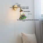 Glass LED Wall Light Tiffany Style Sconce, Pull Chain Switch, Colorful Design