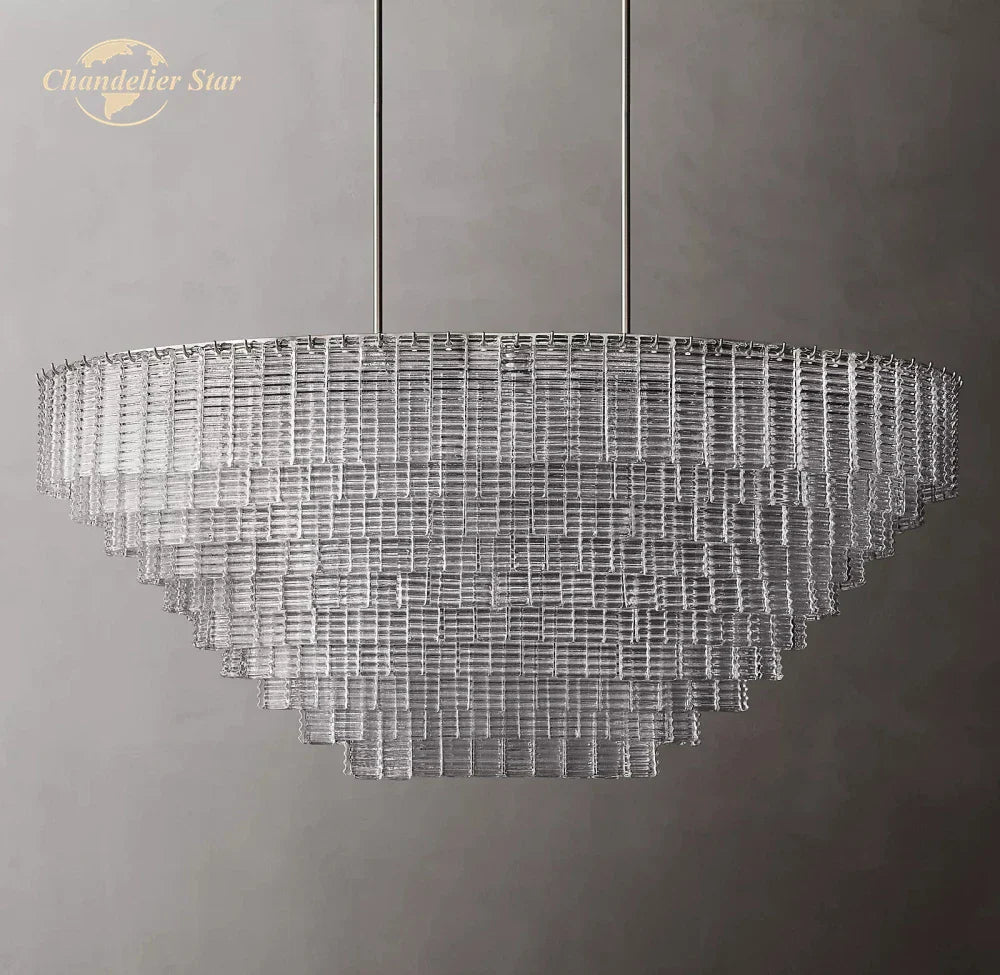 Sirene Glass Oval LED Chandelier for Living Room Hotel Farmhouse