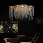 Tassel LED Pendant Light Tassel Lustre Silver Steel Foyer Fixture