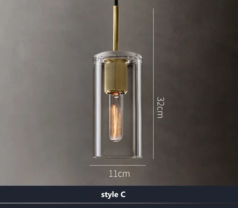 Clear Glass LED Pendant Light Gold Metal ChandelierMarshalAsLED Hanging Lamp