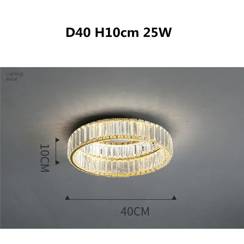 Gold Steel LED Dimmable Ceiling Lights Luxury Crystal Fixture