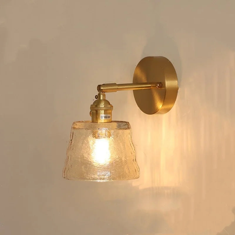 Afralia™ Green Glass LED Wall Lights Pull Chain Switch Vintage Style Bedside Lamp