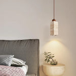 Japanese Stone LED Pendant Lamps Yellow Travertine Wabi Sabi Hanging Light