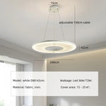 Afralia™ White Pleated Fabric Ferris Wheel Pendant Chandelier - Modern Nordic Indoor LED Lighting