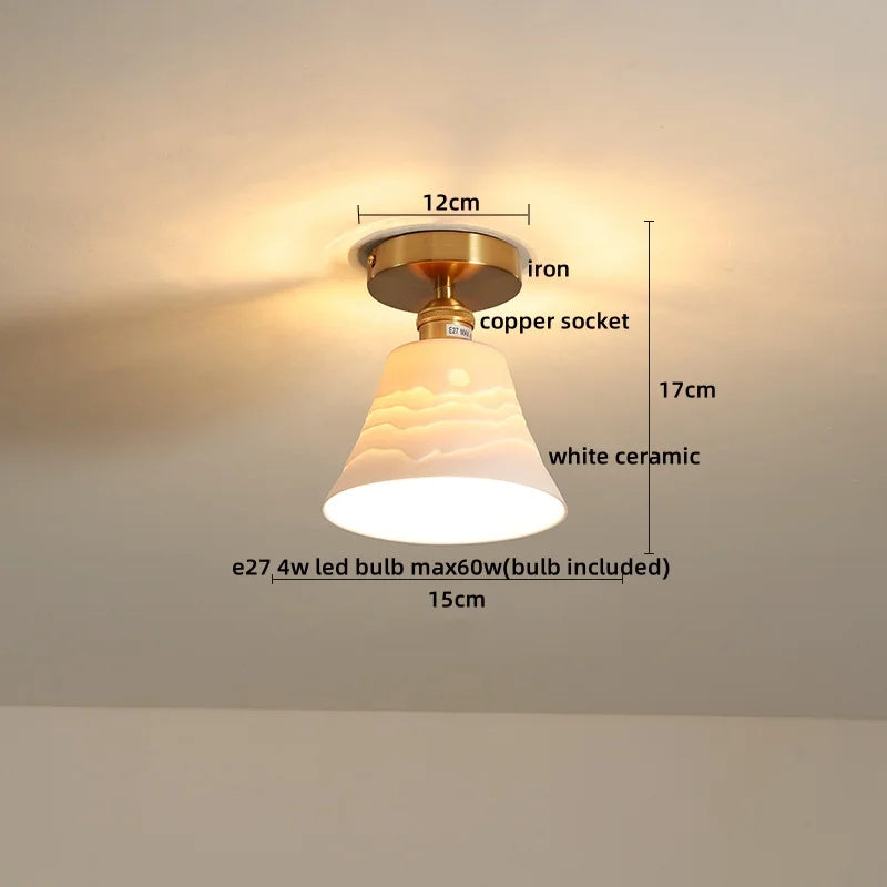 LED Copper Ceramic Ceiling Light for Home Indoor Modern Lighting
