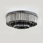 Smoky Grey Crystal Ceiling Light for Living Room Bedroom LED Ambiance