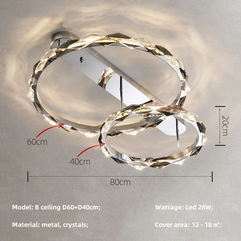 Crystal Chandelier Pendant Light - Dimmable Modern Luxury LED Chrome Luminaria