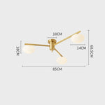 Brass Glass Ceiling Lamp, G9 Bulb Suspension Light for Bedroom, Living Room