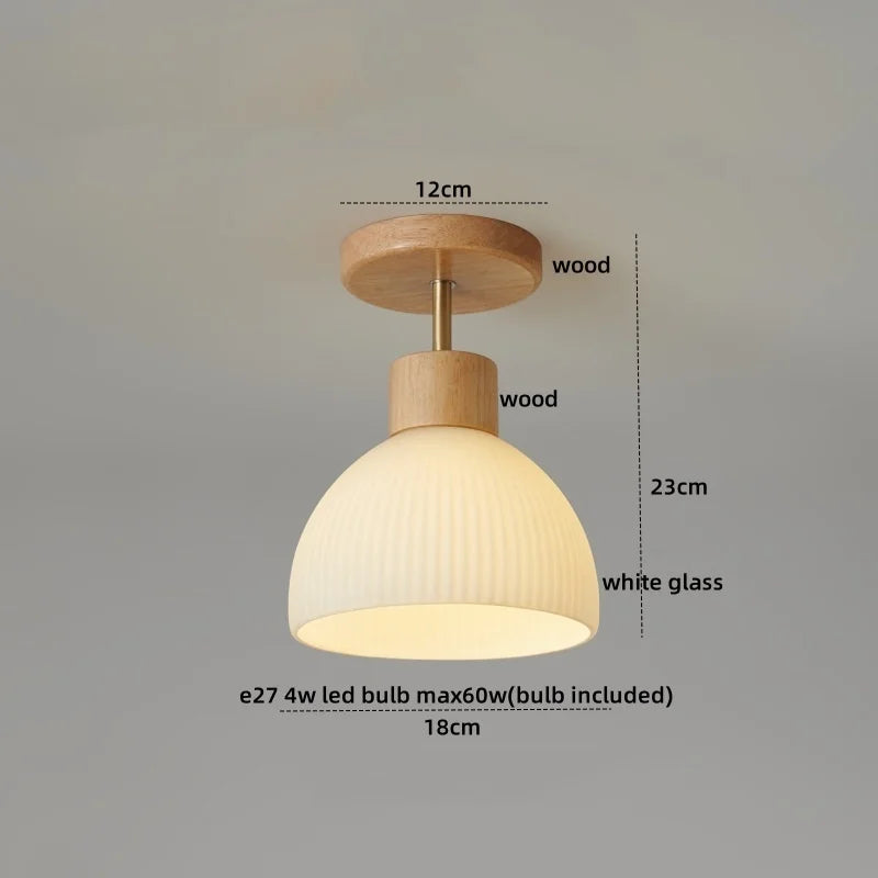 Wood Glass LED Ceiling Lamp Modern Kitchen Living Room Light Fixture