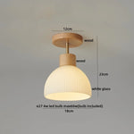 Wood Glass LED Ceiling Lamp Modern Kitchen Living Room Light Fixture