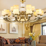 Copper Jade Pendant Lamp: Modern Chinese Style Dining Room Decor for Villas