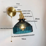 Clear Glass Copper Socket LED Wall Lamp with Pull Chain Switch