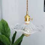 Afralia™ Brass Glass Lotus Leaf LED Pendant Lamp: Nordic Minimalism for Living, Dining, Bedroom