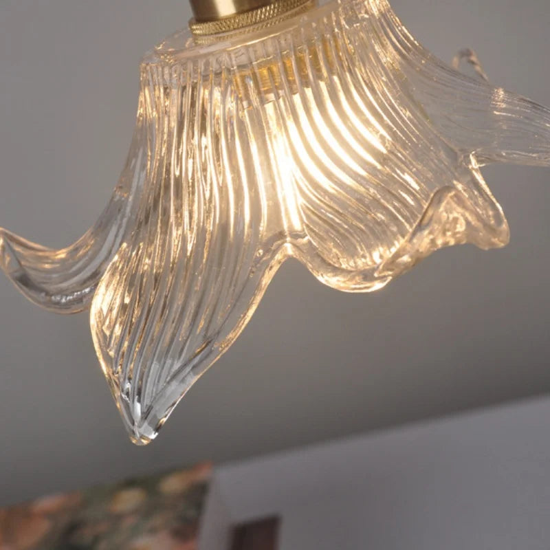 Flower Glass LED Pendant Lights for Home Decor, Adjustable Kitchen Hanging Lamp