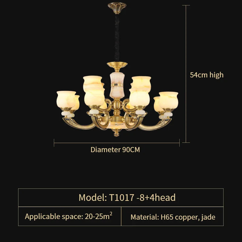 Copper Jade Pendant Lamp: Modern Chinese Style Dining Room Decor for Villas