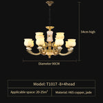 Copper Jade Pendant Lamp: Modern Chinese Style Dining Room Decor for Villas