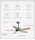 Kids Ceiling Fan with Light and Remote Control, 3-Speed, 5-Blade Helicopter Design