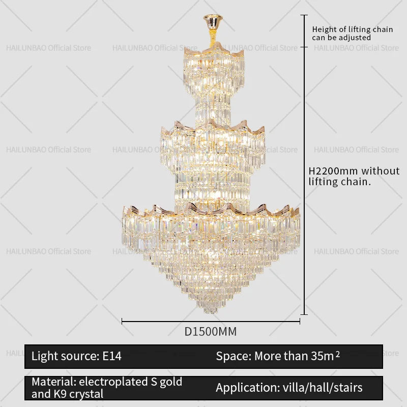 Crystal Duplex Chandelier: Post-Modern Luxury Living Room Club Villa Lighting