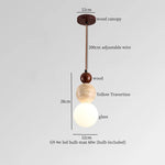 Wood LED Pendant Light Mid Century Modern Yellow Travertine Decor