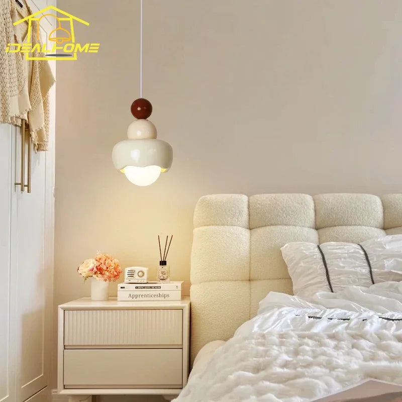 Cream Wind Resin/Glass Pendant Lights: Modern LED E27 Hanging Lamp for Bedroom, Bar, Kids Room