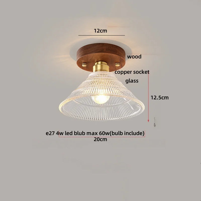 Cube Wood Copper LED Ceiling Light Fixture Vintage Loft Ceiling Lamp