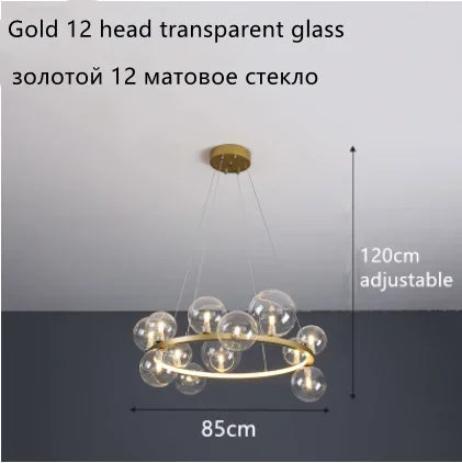Glass Ball LED Chandelier: Modern Nordic Style for Living, Dining, Kitchen, Study
