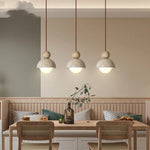 Glass Ball Pendant Light - Adjustable Wire, LED, Yellow Travertine White, Dining Room