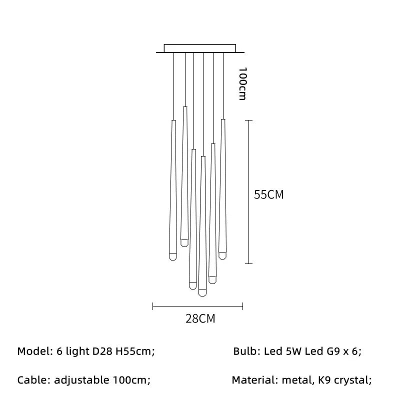 Gold Led G9 Pendant Chandelier for Modern Villa Stairs & Home Decor