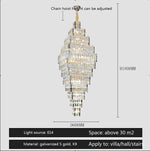 AFRALIA Crystal Large Chandelier for Villa Duplex Loft Stairs Living Room Hall.