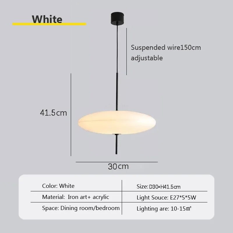 Modern Saucer Pendant Light 30/50cm Black White for Home & Commercial Decor