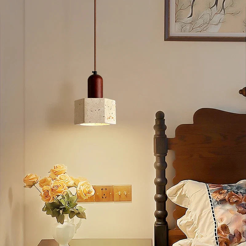 Yellow Travertine LED Pendant Lights | Mid Century Modern Hanging Lamp for Home and Kitchen