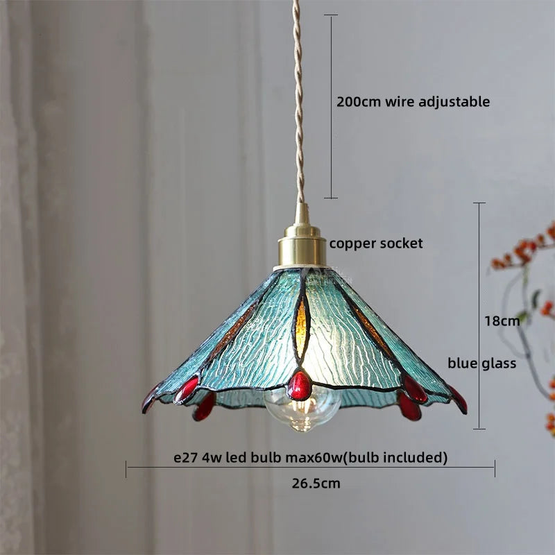 Glass Copper LED Pendant Lamp for Dining Room, Nordic Modern Hanging Light Fixtures