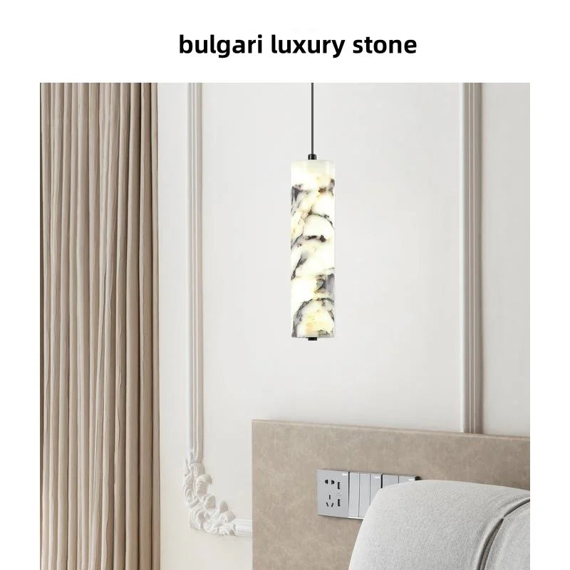 Afralia™ LED Pendant Light Fixture Modern Luxury Stone Hanging Lamp