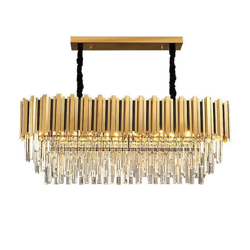 Gold Crystal LED Chandelier: Modern Luxe Lighting Fixture for Home Decor