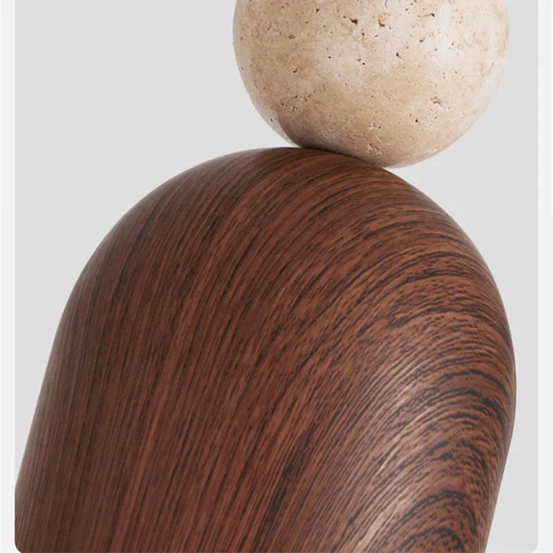 Yellow Travertine Stone LED Pendant Light: Modern Iron Fixture for Home Decor