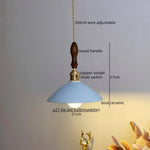 Ceramic LED Pendant Lamp: Modern Wood Handle Hanging Light Fixtures