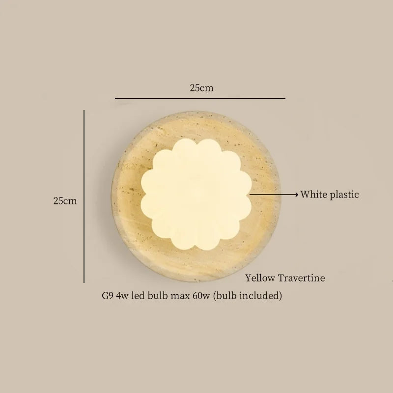 Afralia™ Modern Cotton LED Wall Lamp Pull Chain Switch Yellow Travertine Nordic Bedroom Living Room