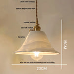 Nordic LED Pendant Light White Ceramic Walnut Wood Hanging Lamp