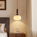 Wood Glass LED Pendant Lamps | French Vintage Hanging Light