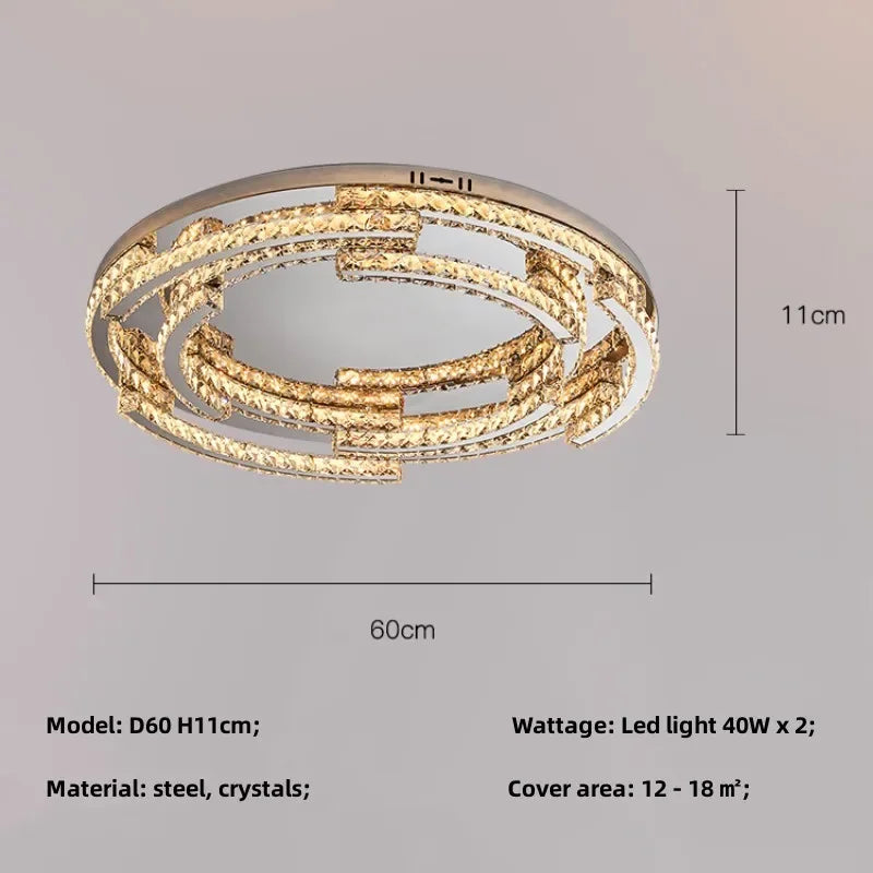 Oval Steel LED Pendant Lights with K9 Crystals