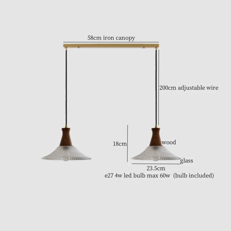 Vintage Glass LED Pendant Lights: Bedroom Living Room Hanging Lamp Lighting